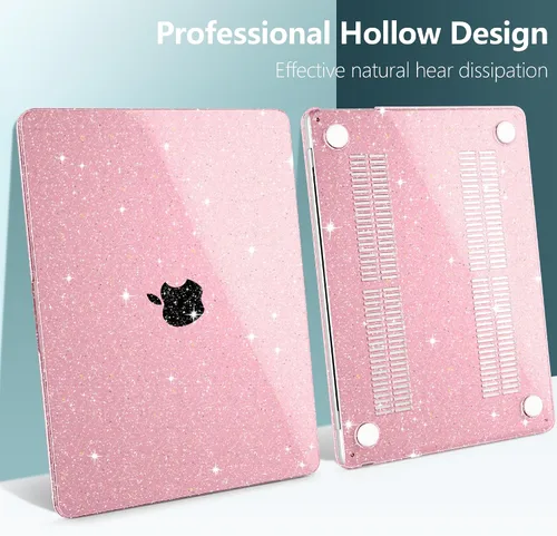 Vista 5 de TWOLSKOO Compatible con funda para MacBook Air M4 de 15 pulgadas versión 2025-2023 M4 A3241 M3 A3114 M2 A2941, carcasa rígida de plástico y rosado