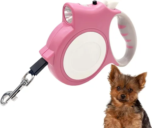 Vista 10 de Correa retráctil con luz LED para perros pequeños a medianos, extensible de 16 pies para paseos nocturnos seguros (negro)