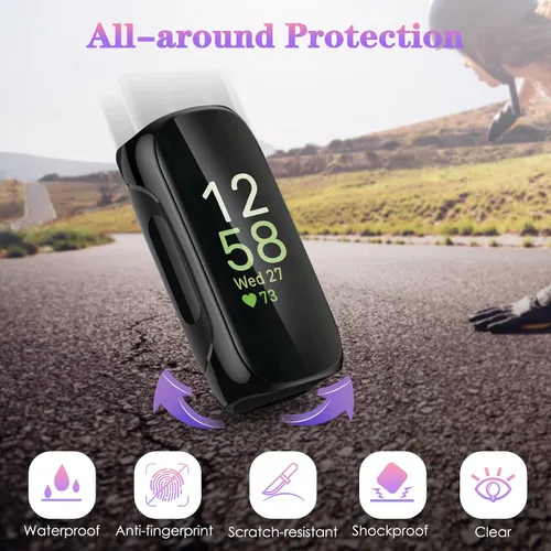 Vista 3 de FINTIE Paquete de 3 fundas compatibles con Fitbit Inspire 3 2 HR, flexible, suave, protector de pantalla de reloj, funda de TPU para parachoques