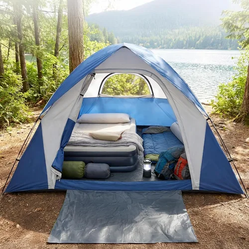 Vista 10 de XL Tienda de campaña con cúpula para 4 a 6 personas, doble capa impermeable, desmontable para senderismo al aire libre, pesca Tents
