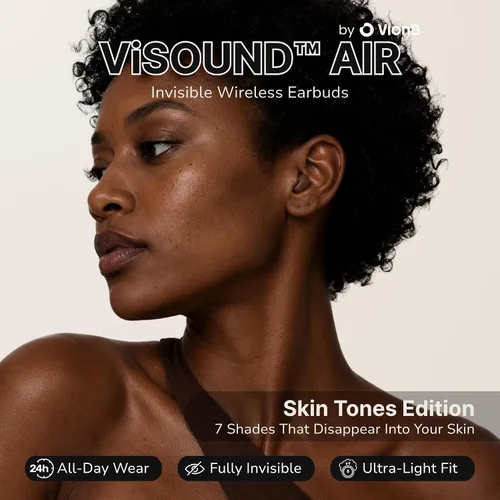Vista 2 de Air Skin Tones Invisible Earbuds for Small Ears - Wireless Bluetooth 5.4, Skin-Matching Mini Stemless Ear Buds, IPX5 Waterproof, Crystal Clear Calls