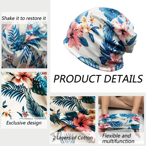 Vista 3 de JarseHera Gorro holgado de mujer con encaje de algodón, gorros para quimioterapia, gorros para el cáncer, turbante