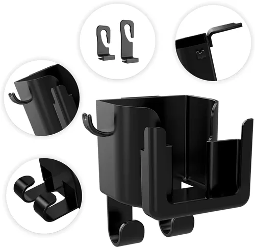 Vista 3 de 2 portavasos multifuncionales para automóvil + soporte para teléfono de automóvil + gancho para bolso de automóvil, organizador colgante