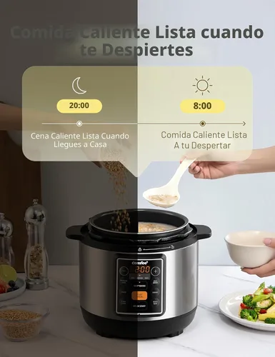 Vista 5 de COMFEE' Olla a presión eléctrica pequeña 7 en 1, olla de cocción lenta, vaporera, salteado, cocción al vacío, calentador, olla múltiple con olla
