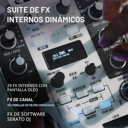 Vista 4 de Rane ONE MKII - Controlador motorizado Serato DJ Pro con 2 cubiertas, FX interno, control de Deep Stems para DJs de Scratch, clubes y eventos