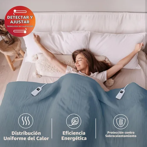 Vista 5 de Sunbeam Manta eléctrica de microfelpa calefactada Royal Luxe, 12 ajustes de calor, apagado automático de 12 horas, calentamiento rápido, cálida