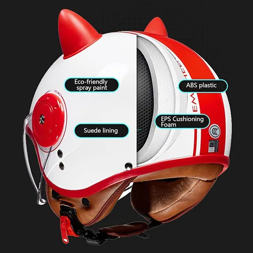 Vista 2 de Casco retro para motocicleta 34 de cara abierta aprobado por DOTECE para adultos, motocicleta eléctrica, medio casco de calle, carreras