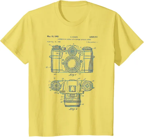 Vista 3 de Fotografía amante regalo cámara vintage esquema camiseta Negro