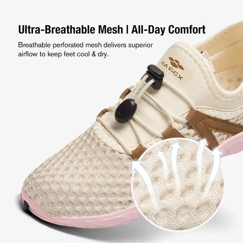 Vista 4 de Aleader Zapatos de agua de malla sin cordones para mujer Rosa albaricoque