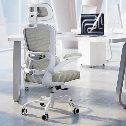 Vista 12 de TRALT Silla ergonómica de oficina, silla de escritorio con reposacabezas ajustable, silla de computadora de soporte lumbar, silla cómoda de malla