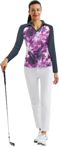 Vista 2 de JACK SMITH Women Collared Polo Shirts Long Sleeve Workout Tops for Running Hiking Exercise