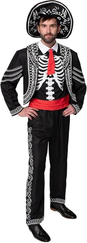 Vista 3 de Spooktacular Creations Disfraz de señor mariachi para hombre adulto, para fiesta de disfraces de Halloween, Día de los Muertos, XXL