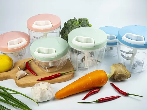 Vista 5 de Manual Food Chopper Hand Pull Chopper Veggies Processor for Onions, Peppers, Carrots, Nuts, Kitchen Gadget by KAUKKO (900ml/3.5 Cup)