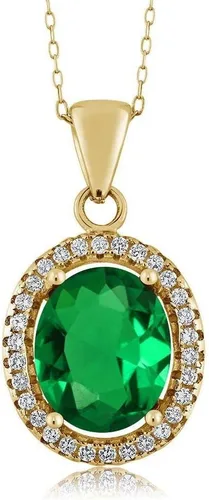 Vista 27 de Gem Stone King Collar con colgante de plata chapada en oro amarillo de 18 quilates de 0.433 x 0.354 in con piedra natal ovalada para mujer