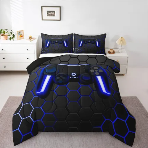 Vista 43 de Edredón de videojuegos para niños y adolescentes, juego de ropa de cama individual, juego de edredón para niños y jugadores, decoración del hogar