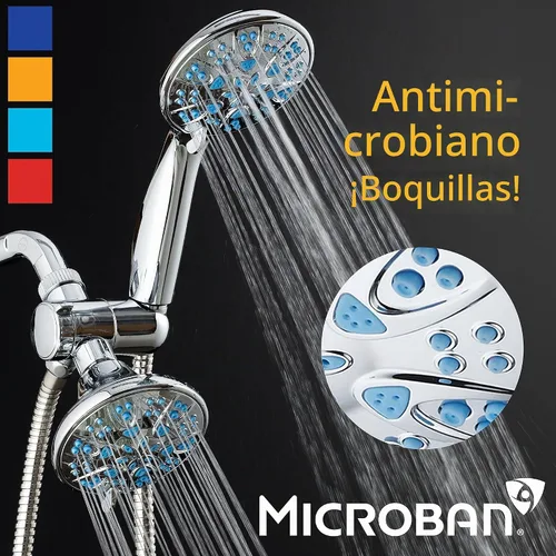 Vista 4 de AquaDance para California - Combo de cabezal de ducha de mano dual de 3 vías de alta presión premium con 30 ajustes antimicrobianos, manguera