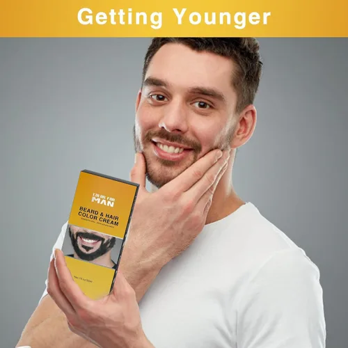 Vista 6 de Tinte para barba para hombres, colorante de barba para hombres, tinte negro para bigote y barba para hombres, 3 piezas de tinte de barba para hombre