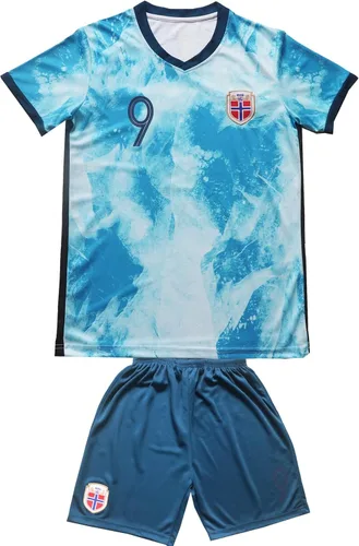 Vista 2 de HOMEMI Ropa deportiva juvenil Noruega 9 Haaland Kids Away Soccer JerseyShorts Football Socks Set