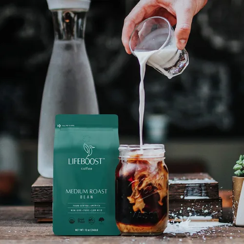 Vista 3 de Lifeboost Café de grano entero de tostado medio, café orgánico bajo en ácido, sin OMG, orgánico USDA, origen único, probado por terceros