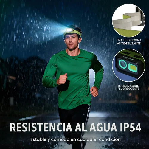 Vista 6 de Mossy Oak Linterna frontal LED de 600 lúmenes, fuente de alimentación dual, lámpara de cabeza con sensor de movimiento con base magnética