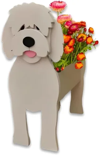 Vista 11 de Bamboo's Grocery LoKii Macetas de perro Boston Terrier, linda maceta de perro, contenedores de plantas con forma de animales, para plantas