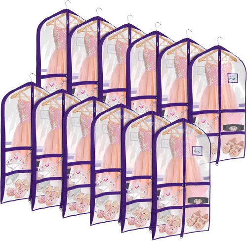 Vista 25 de Univivi Bolsas de PVC transparente para disfraz de baile, bolsa de ropa de 35 pulgadas para competiciones de baile, con 3 bolsillos separados