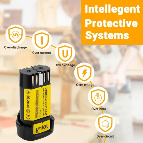 Vista 6 de Joiry Batería de repuesto de iones de litio de 8 V 2000 mAh con mayor seguridad y mayor tiempo de funcionamiento, compatible con herramientas