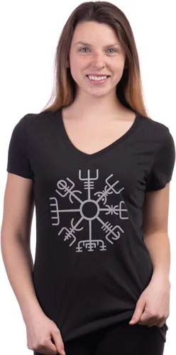 Vista 2 de Vegvisir Camiseta de mujer con brújula nórdica vikinga brújula nórdica germánica islandesa con símbolo mágico pagano