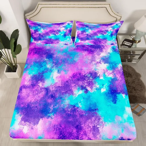 Vista 39 de Erosebridal Sábanas de Cama para Niños de Gato Lindo Tamaño Twin Línea de Arcoíris Neón Sábana Ajustable de Gato con Bolsillo Profundo para Niñas