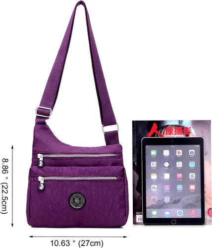 Vista 3 de Stuoye - Bolsa de nailon multibolsillos para mujer, cruzada, bolsa-monedero, para viajes