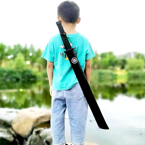 Vista 6 de Espada de anime japonés Samurai Pu de 32 pulgadas, espada de anime ninja Katana juguete para adolescentes, adultos, jugar, esgrima, diversión