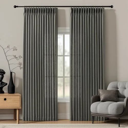 Vista 28 de Cortinas plisadas de lino semitransparentes de 96 pulgadas, filtrado de luz Natural