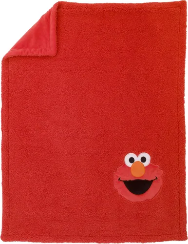Vista 2 de Sesame Street Elmo Manta de Peluche Roja de Sherpa Suave para Niños con Aplique