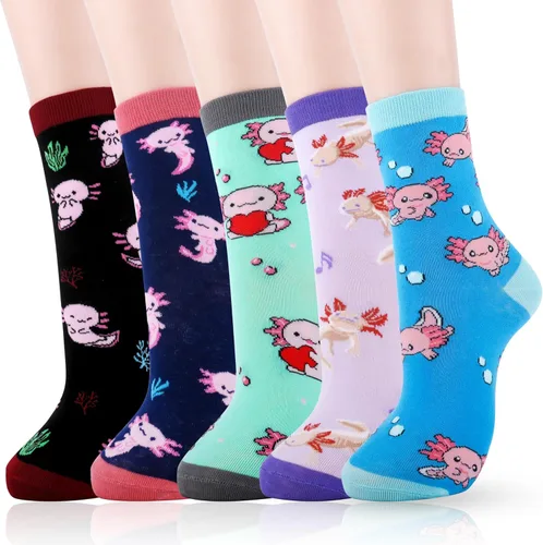 Vista 10 de Belloxis 5 pares de bonitos y divertidos calcetines de animales para mujeres y niñas, cómodos calcetines de algodón para uso diario, grandes ideas