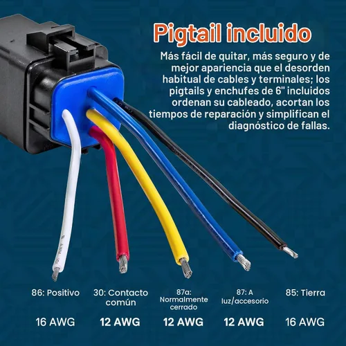 Vista 4 de Juego de arnés de interruptor de relé impermeable Ols de 30/40 Amperios; relés para auto, de doble tiro, unipolar de 12 V, 5 pines, cables