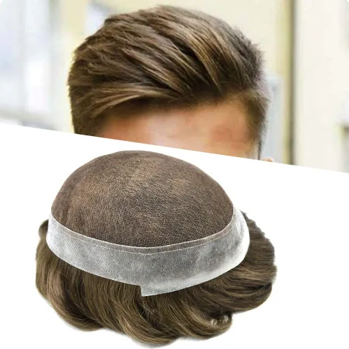 Vista 14 de Toupee For Men Real Human Hair Mens Toupee Hair Replacement System Swiss Lace Toupee For Men Natural Human Hair Piece Mens Toupee6*8"-90% density#2