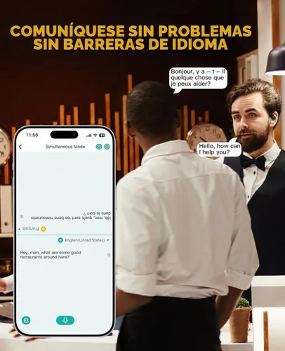 Vista 5 de iDiskk Auriculares Bluetooth de traducción AI en tiempo real para viajes
