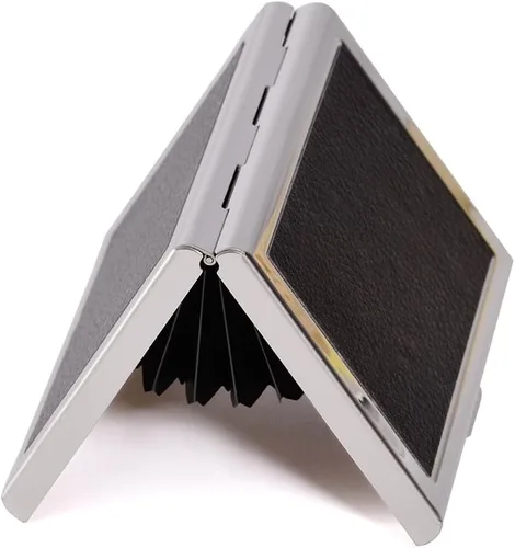 Vista 8 de Tarjetero de metal RFID para tarjetas de crédito, cartera para tarjetas de visita para mujeres y hombres
