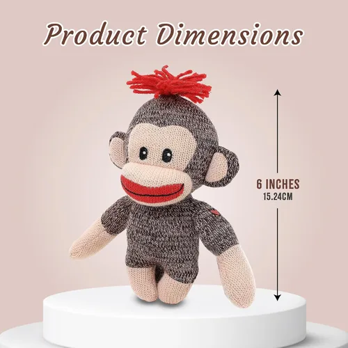 Vista 6 de Plushland Adorable mono calcetín, el original juguete de peluche tradicional tejido a mano, regalo para niños, bebés, adolescentes, niñas y niños
