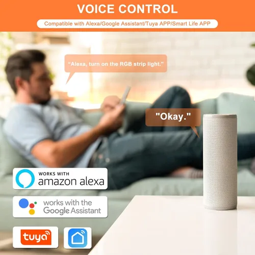 Vista 6 de MIWISE Regulador de intensidad para tira de luz LED RGB COB, con aplicación, sincronización de música y control remoto IR para actualizar la tira