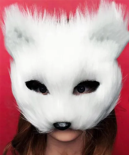 Vista 5 de Forssils Cola de zorro real, esponjosa, cola de zorro peludo, llavero de cola de zorro negro, rojo y blanco, juguete de cosplay para niños