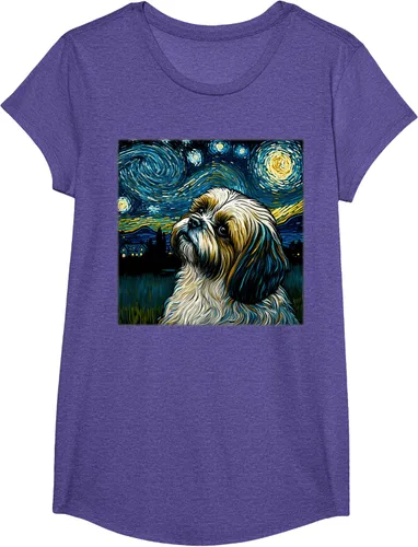 Vista 58 de Camiseta Surrealism Starry Night Shih Tzu Dog