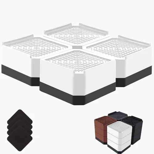 Vista 24 de Elevadores de cama resistentes, bloques elevadores de muebles ajustables de 1.5, 3, 4.3 pulgadas para patas de sofá, mesa, escritorio, refrigerador