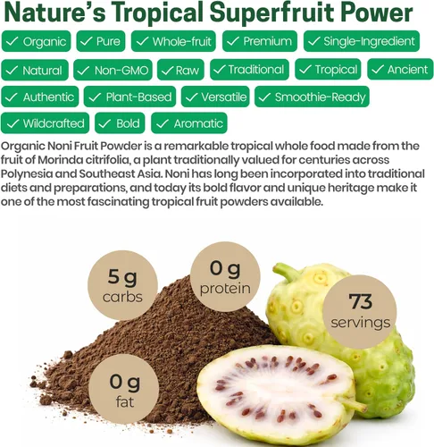 Vista 5 de Z Natural Foods Noni Fruit Powder - Superalimento orgánico crudo sin gluten sin OMG - Apoya la digestión saludable y la energía - Repleto