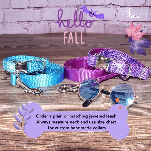 Vista 4 de Collar de perro con diamantes de imitación personalizable, hebilla grabada y opciones de correa, hecho en Estados Unidos, collares brillantes