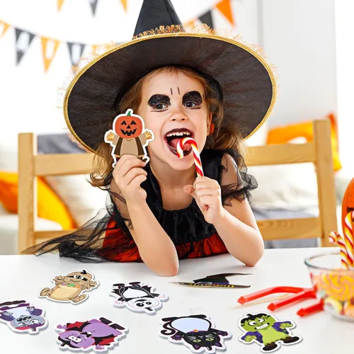 Vista 5 de Pajean 800 hojas de notas adhesivas de Halloween, 40 blocs de notas adhesivas espeluznantes, divertidas, calabaza, fantasma, gato, extraña estética
