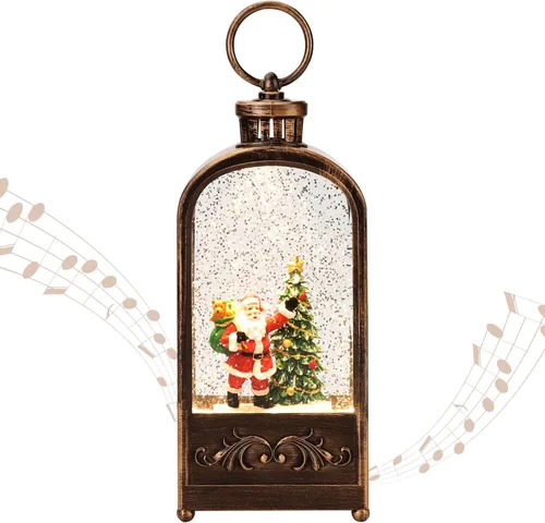 Vista 11 de Decoraciones de Navidad para interiores - 8 canciones navideñas, globo de nieve de Navidad musical - Globo de nieve con remolino de purpurina