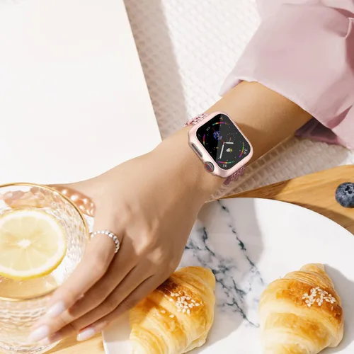 Vista 7 de [Paquete de 16] Funda rígida de policarbonato con protector de pantalla compatible con Apple Watch Series 4/5/6/SE de 1.575 pulgadas, borde