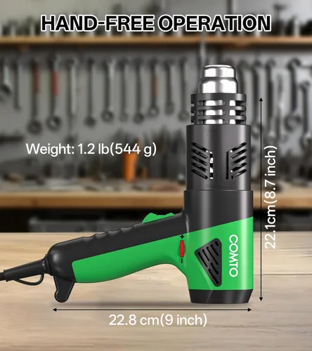 Vista 8 de Pistola de calor de 1800 W, calentamiento rápido, 122℉-1202℉, pistola de aire caliente resistente, control de temperatura variable, protección