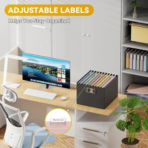 Vista 5 de Carpetas colgantes de plástico tamaño legal, carpeta de archivador expandible de 1 pulgada con pestañas, paquete de 12 carpetas colgantes